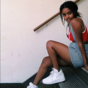 Checkered overall dress